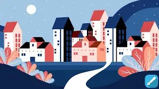 Flat Landscape in Phone App Infinite Design Speed Art