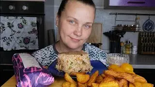 Мукбанг Шаурма, Wok цыпленок терияки,картофель по Деревенски