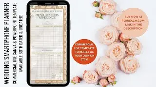 Commercial Use Wedding SmartPhone Planner Canva Template | Sell on Etsy to Make Money Now!