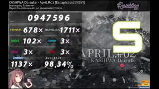 Osu!mania : April.#02 | 4,36 stars | 947 596 | 1137 combo | 98,34