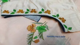 Beautiful Thread Work using Normal Needle on Stitched Blouse || Thread & Pearl Work Blouse Design
