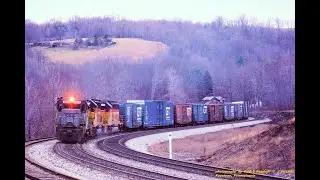 CSX, EMD's in 8th Notch, Grinding Their Way at Keystone, on the Western Slope of Sand Patch. 1990