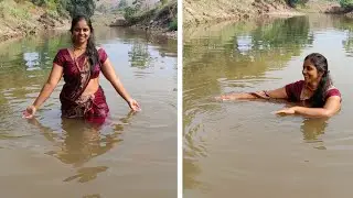 Omg😱 etni thand ki 😢fir bhi Radhe ne kiya es saal ke last time nadi me enjoy 🤪🙈🤣💦💚💃
