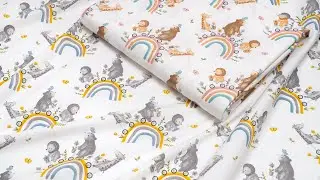 Люкс ранфорс "Коричневі звірі-велосипедисти на веселці"