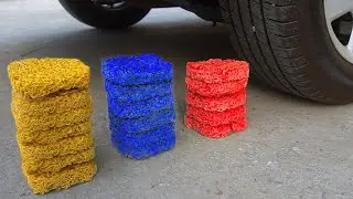 Crushing Crunchy & Soft Things by Car! - EXPERIMENT: CAR VS NOODLES COLORS