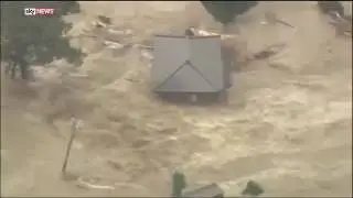 House Washed Away In Japan Floods after 11cm Rain in 1 Hour. 100,000+ evactuated.
