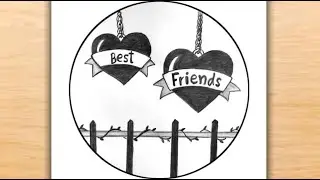 BFF Drawing Easy / Best Friends Drawing / Friendship Day / BFF Drawing Step by Step / Pencil Drawing
