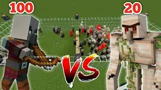 100 Pillagers vs 20 Iron golams #mobsbattle #minecraft #mincrafthacks