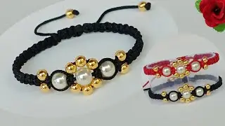 Easy macrame bracelet || How to make beaded macrame bracelet || How to make easy bracelet at home