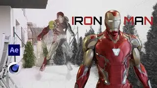 Iron man in my backyard (After Effects, Cinema 4D, Mixamo)