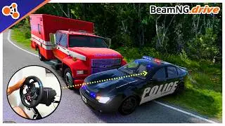 PERSEGUIÇÕES POLICIAIS REALISTAS NO BEAMNG DRIVE USANDO O VOLANTE