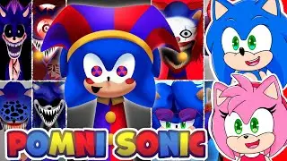 Sonic and Amy watch ALL Sonic EXE OC Phases vs NEW Phase 49 POMNI SONIC Incredibox Sprunki
