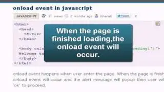 JAVASCRIPT Tutoriral : onload event in Javascript