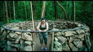 3 Days Survival, Building a Stone Bunker for Shelter/ Bushcraft in the Mysterious Misty Forest