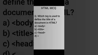 Which tag is used#htmlmcq  to define the title of a document in HTML? || HTML MCQ #36