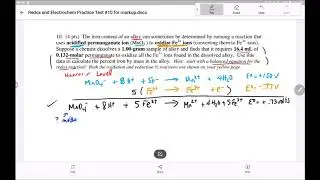 Redox and Electrochem Practice Test #10
