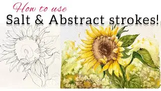 15Min.How to use Salt & Abstract brush strokes in your watercolor. Watercolor tutorial step by step