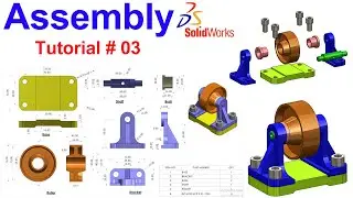 SolidWorks Assembly Drawing Tutorial for Beginners | Belt Roller Support Assembly.