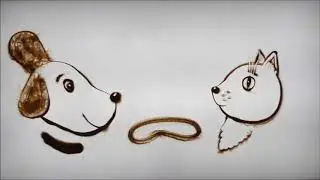 Рисуем песком с Баечни . Собачка и Котик