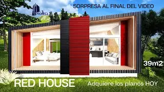 ✅ Cabaña de madera pequeña moderna modular prefabricada CASA MODERNA RED HOUSE