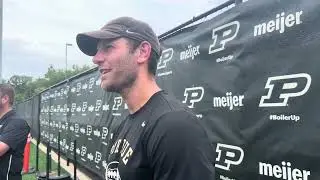 Purdue offensive coordinator Graham Harrell after day two of fall camp