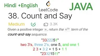 38.Count and Say #leetcode using java | Easy to understand solution in #hindi