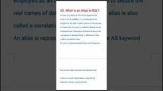 25.What is an Alias in SQL ? | 