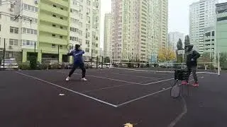 Yura hits forehand after correction