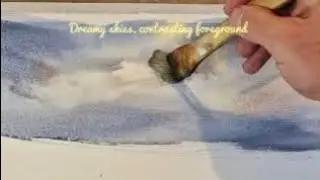 Using a #Hake brush for dreamy skies, #watercolors!