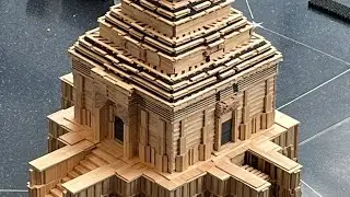 Konark Sun Temple made with planks! KAPLA and KEVA Timelapse + PERFECT Topple!