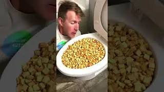 Eating Cinnamon Toast Crunch Cereal in Toilet Bowl 