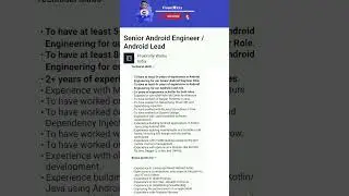Proximity works 1 nov 2023, Required senior android engineer 
