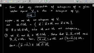 Proof that any Intersection of Subspaces of a Vector Space V is a Subspace of V | Linear Algebra