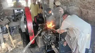Diesel Oil Engine Starts with fire - 50 Years Old Technology - Amazing Sound Of Diesel Oil Engine