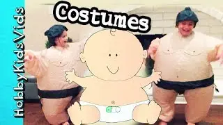 Huge GIANT BABY Suits! Costume Outfits + HobbyPig Wrestles HobbyFrog HobbyFamilyTV