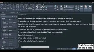 BACK Up file in AutoCAD, BackUp file creation Autocad, Autosave File, Covert Back up file to DWG