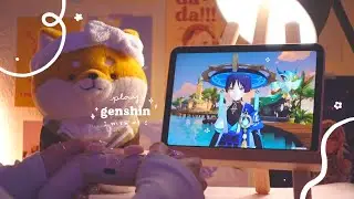 🌧️ playing genshin on a late rainy night | 30 min of gameplay ambience (jp dub, ipad mini) ✩
