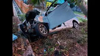 MempawahNews - Mobil Tabrak Pemotor dan Pohon Palem di Kota Mempawah