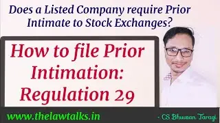 Prior Intimation: Regulation 29 of LODR