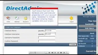 Creating a MySQL database in DirectAdmin