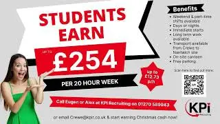 Students - Earn up to £254 for a 20-hour week
