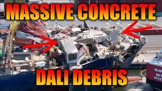 Massive concrete support from Key Bridge on Dali. 4k bonus drone video from Baltimore Harbor