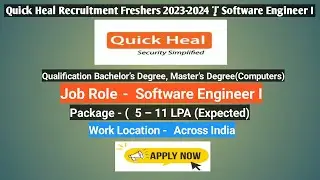 Quick Heal Recruitment Freshers 2023-2024 | Software Engineer I #fresherjobs #jobsearch #job #itjobs