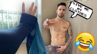 STEALING MY BOYFRIENDS CLOTHES WHILE HE SHOWERS!! *prank on boyfriend*