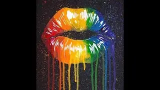 Beginners Drippy Rainbow Lips Acrylic Painting on Canvas 