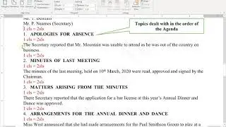 Minutes of Meetings - Document Preparation