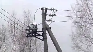 The arc on the disconnector 10 kV