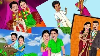 wedding couples cartoon digital painting
