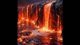 AI Lava Waterfall | real sounds of lava | Ocean sounds