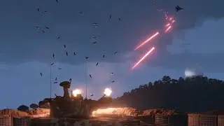 Air Defense System vs Incoming Jet - Anti-Air Tank in Action - Nighttime Combat - Military Vehicles